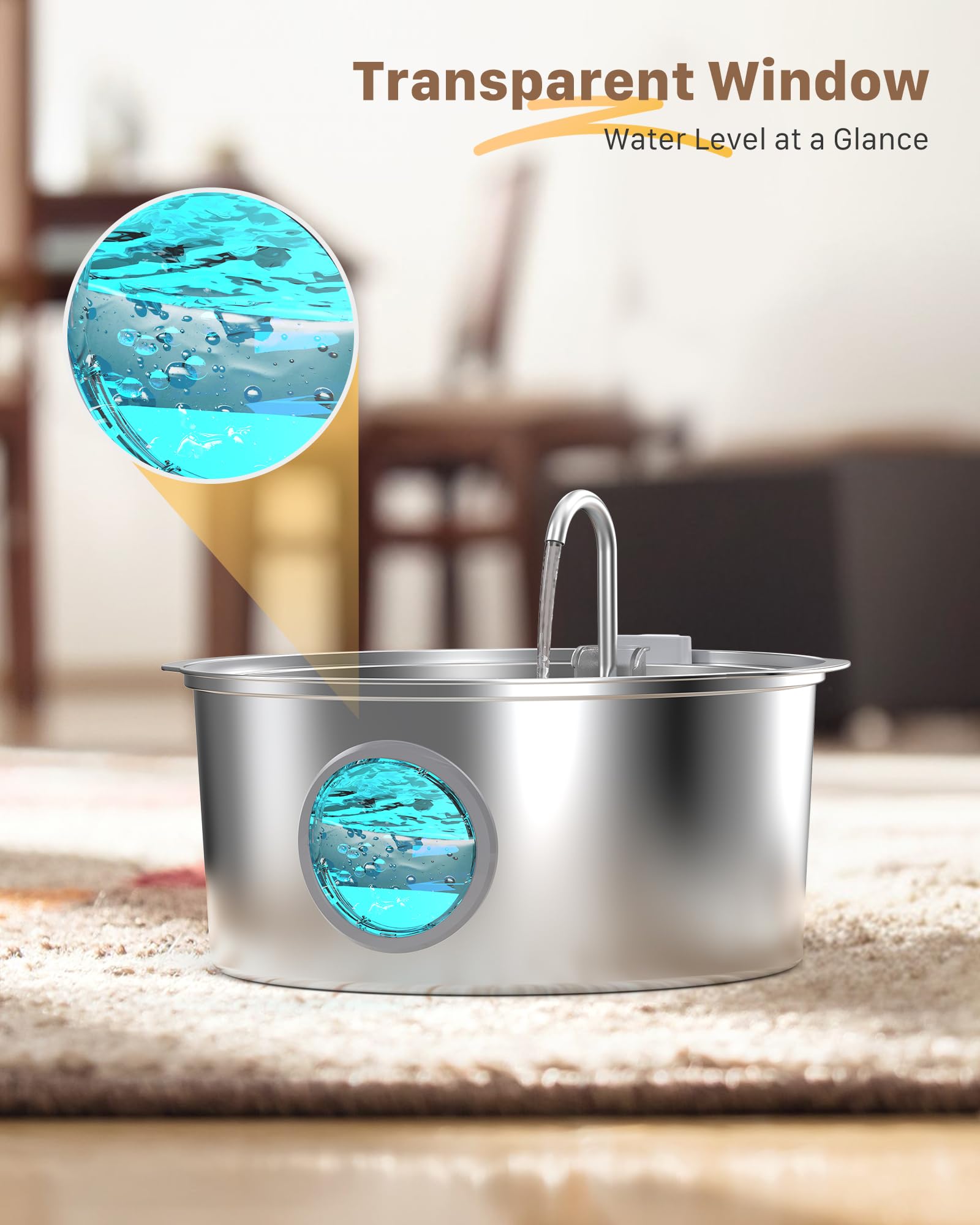 GROOKPET quiet operation emphasizes near-silent fountain suitable for homes