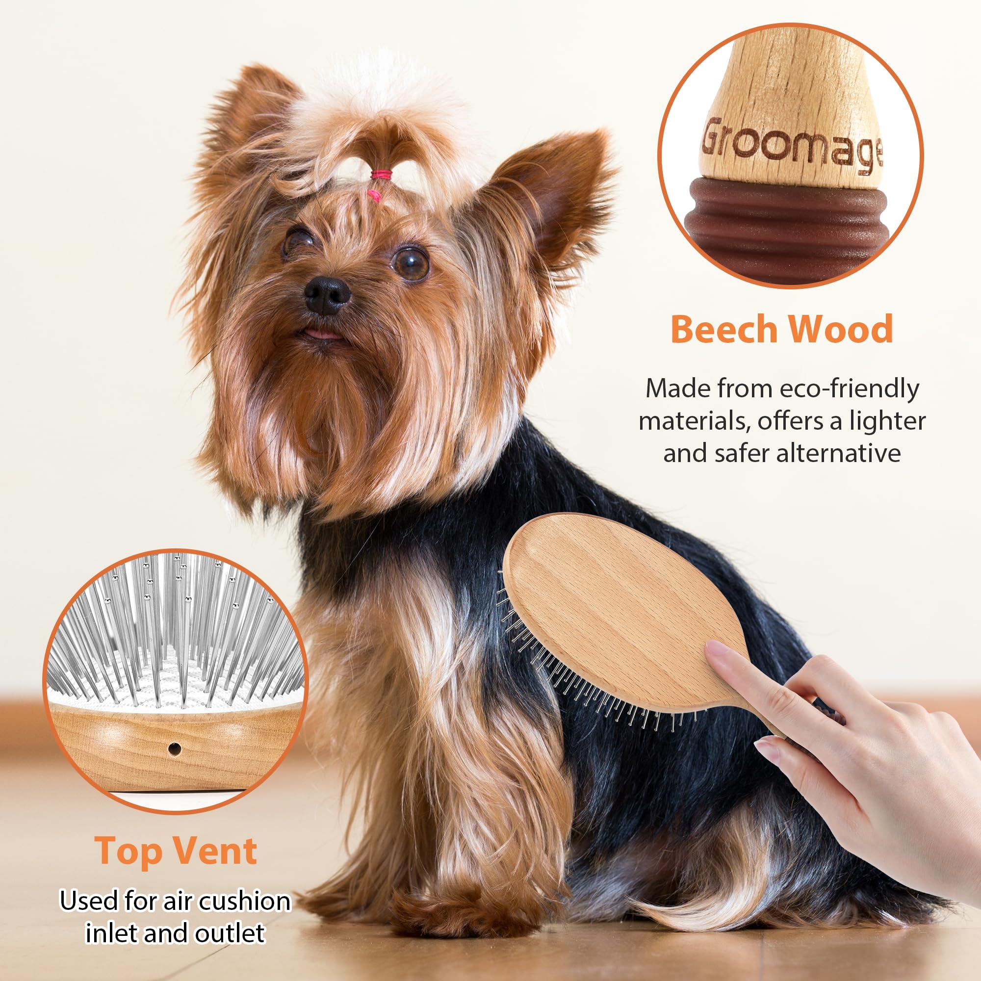GROOMAGE brush suits long silky and double coats.