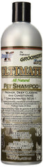 Groomer's Edge Ultimate Shampoo bottle pouring rich lather for deep cleansing and conditioning