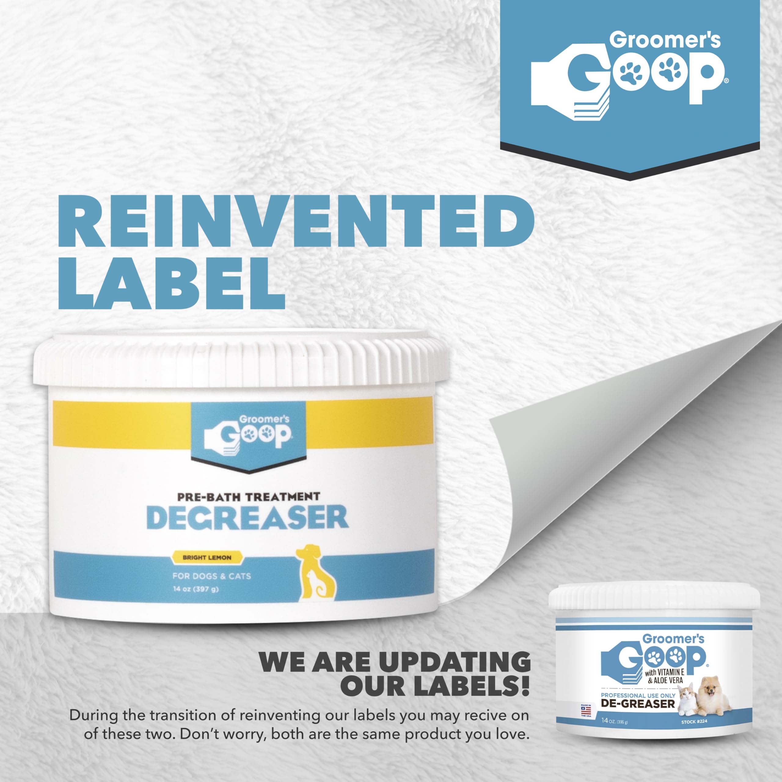 Groomer's GOOP pre-bath degreaser foaming application demonstrates easy pre-wash dirt removal.