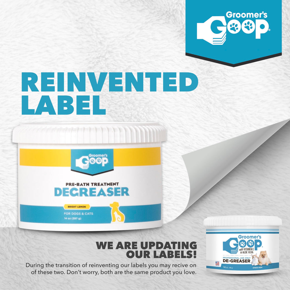 Groomer's GOOP pre-bath degreaser foaming application demonstrates easy pre-wash dirt removal.