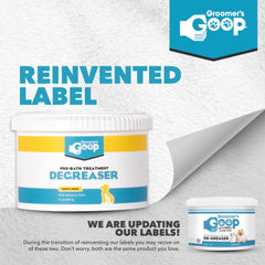 Groomer's GOOP pre-bath degreaser foaming application demonstrates easy pre-wash dirt removal.