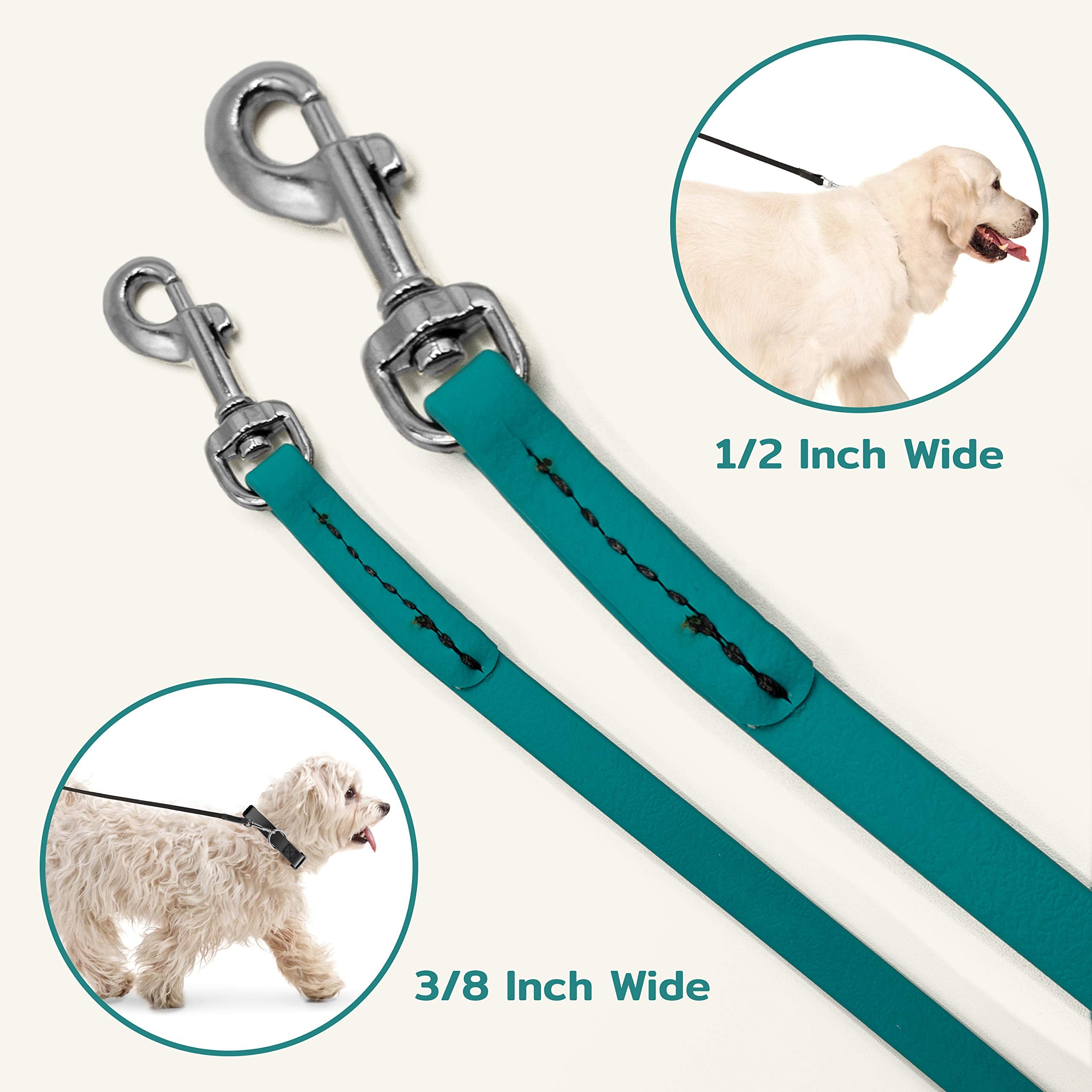 GROOMERSPRO Jelly Pet Leash teal stitching reinforces durable joints for long-lasting use.