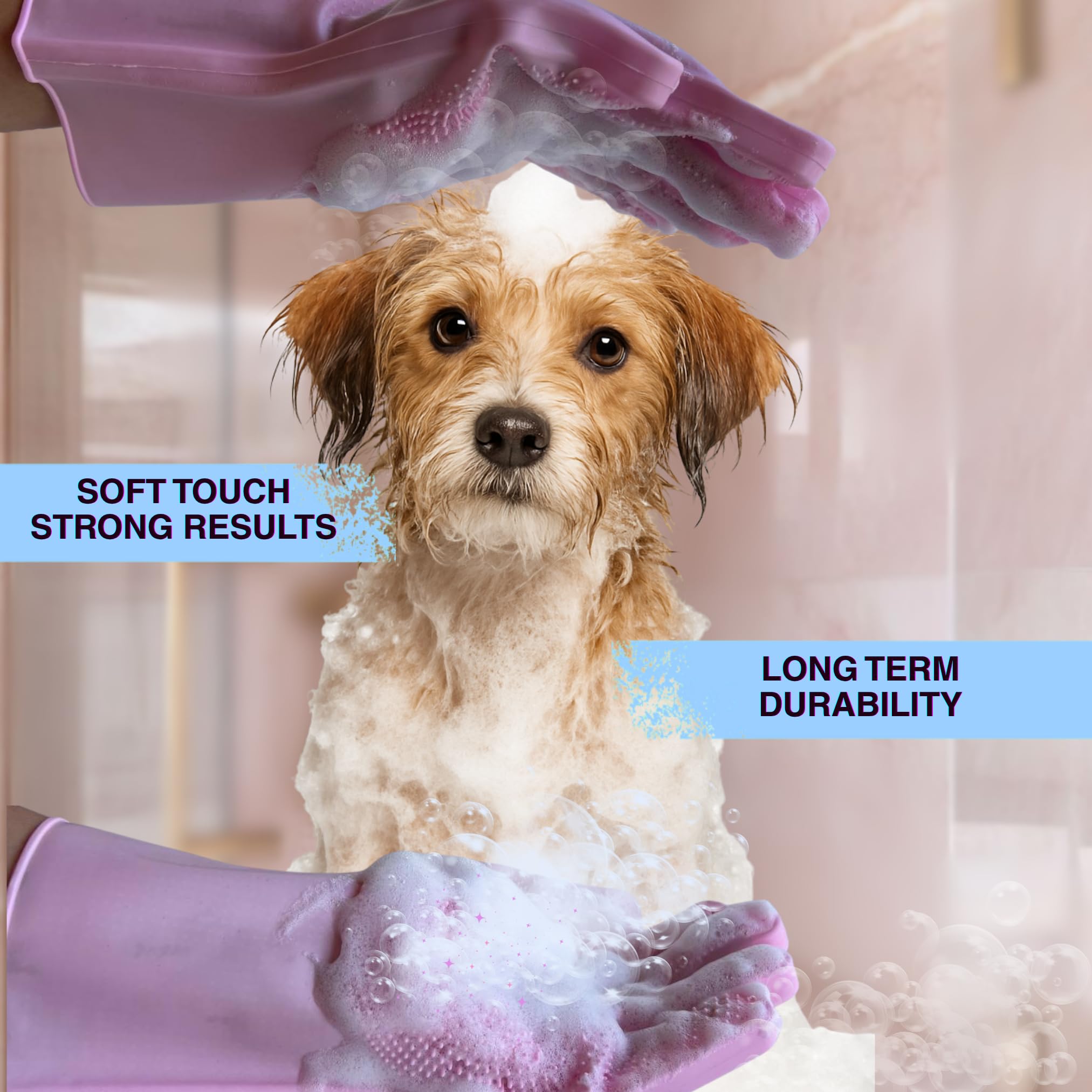 Pet Grooming Gloves flexible hand design ensures secure grip