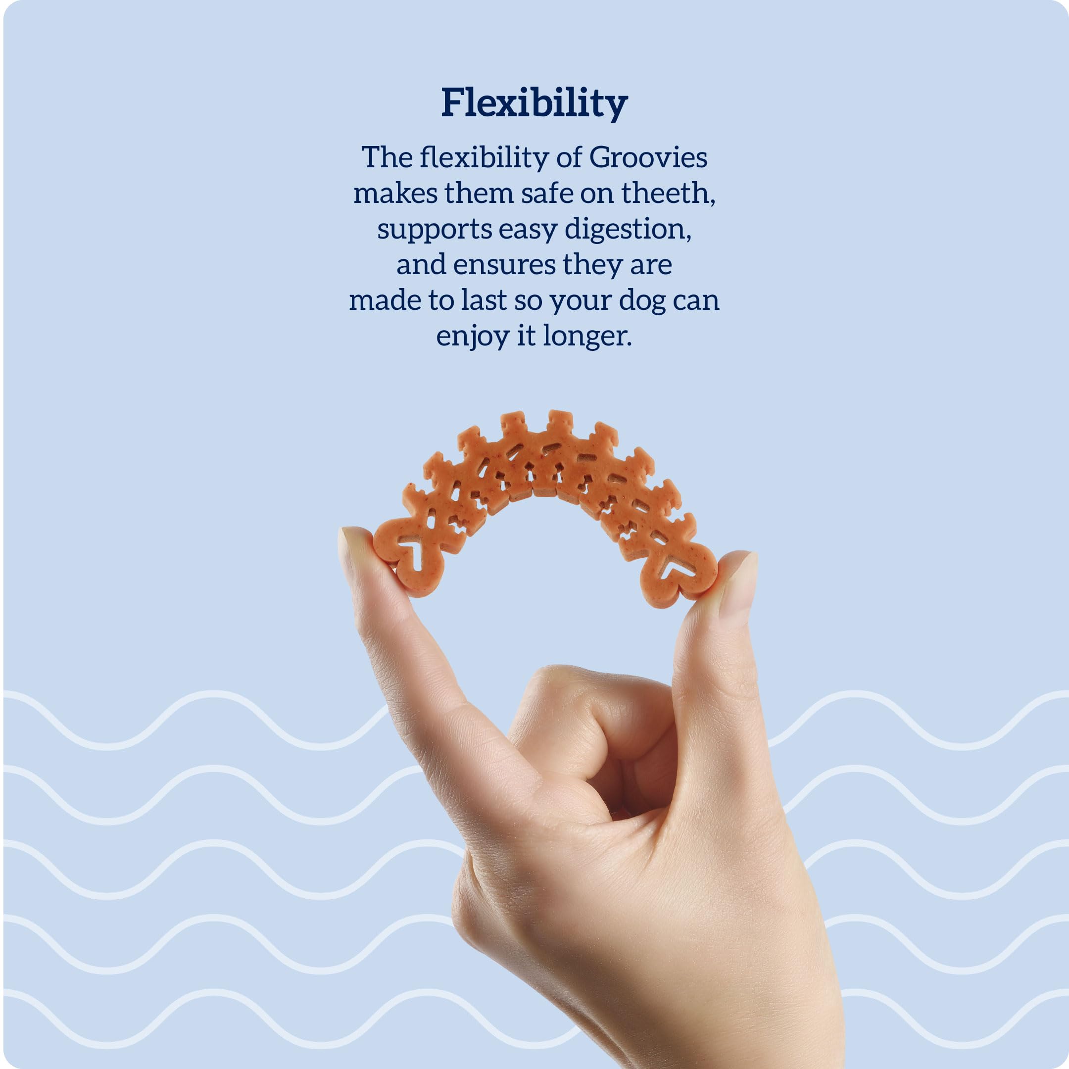 Groovies grooves design close-up shows clever shape for better tooth contact.