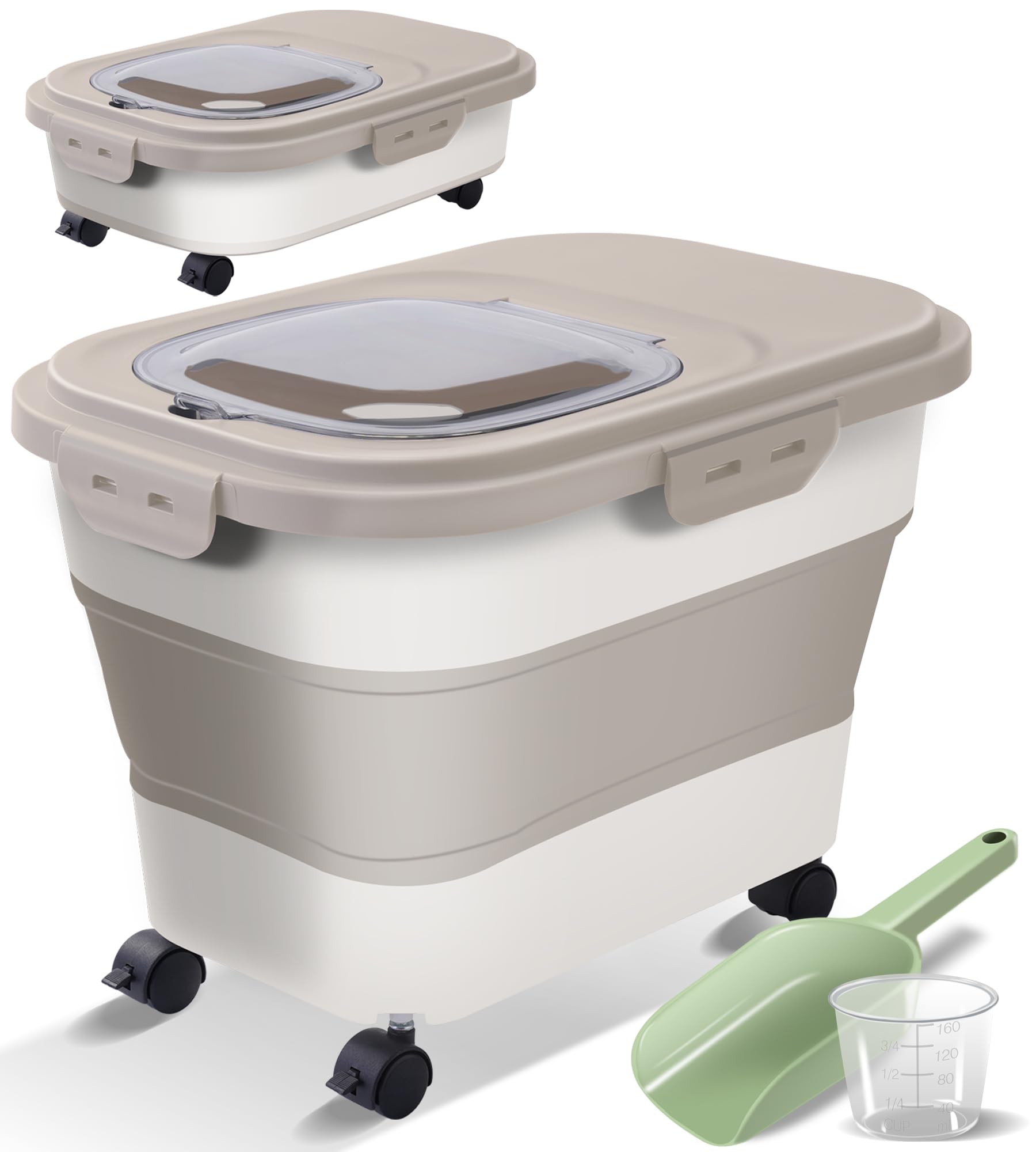 Gropecan collapsible dog food container folded for compact, space-saving storage.