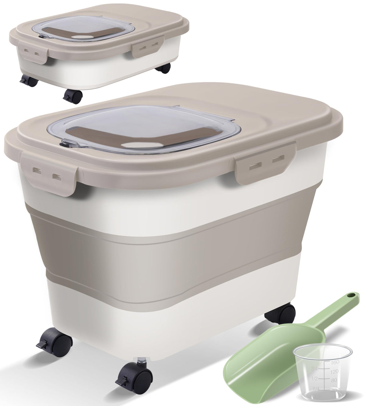 Gropecan collapsible dog food container folded for compact, space-saving storage.