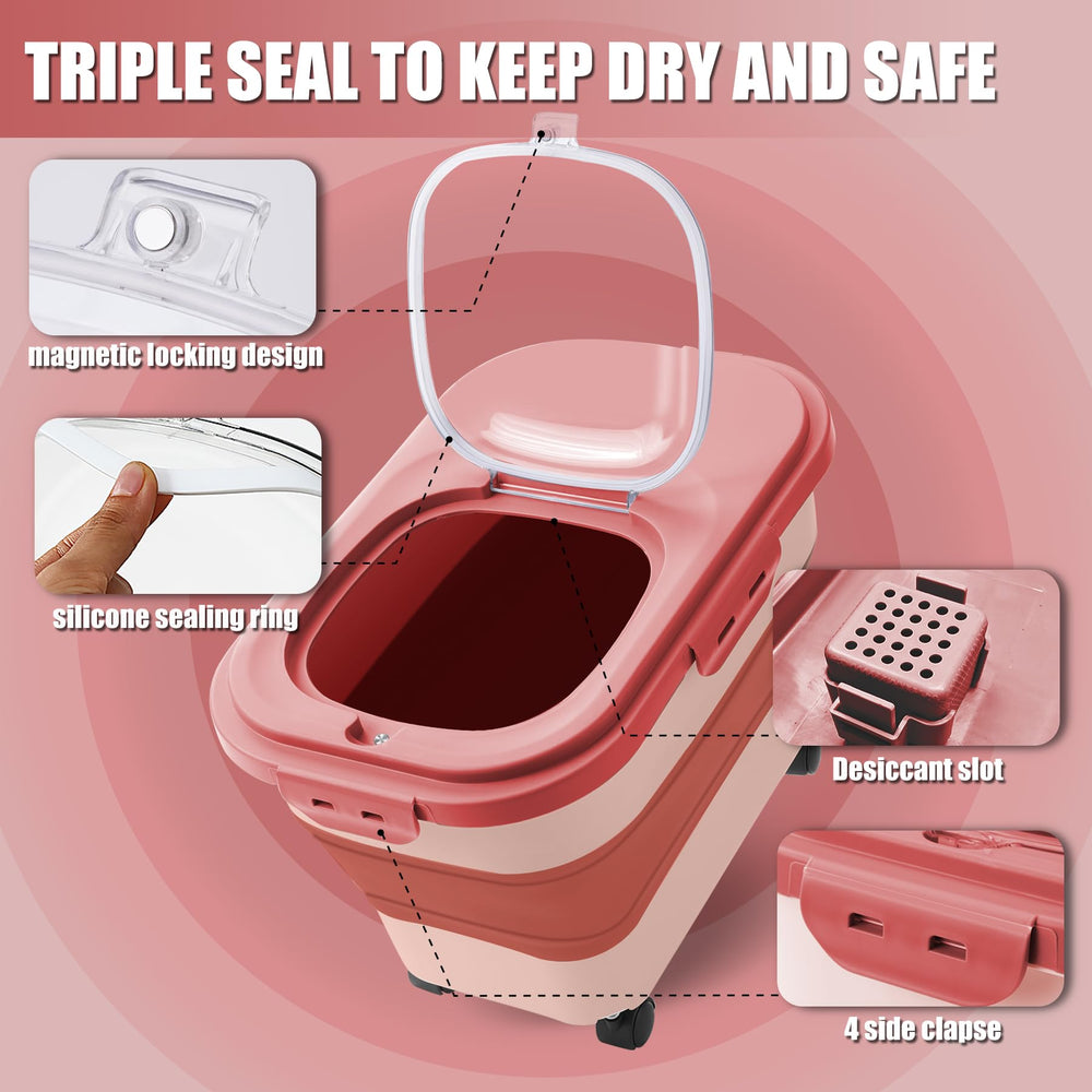 Gropecan collapsible dog food container open storage shows easy access to contents.