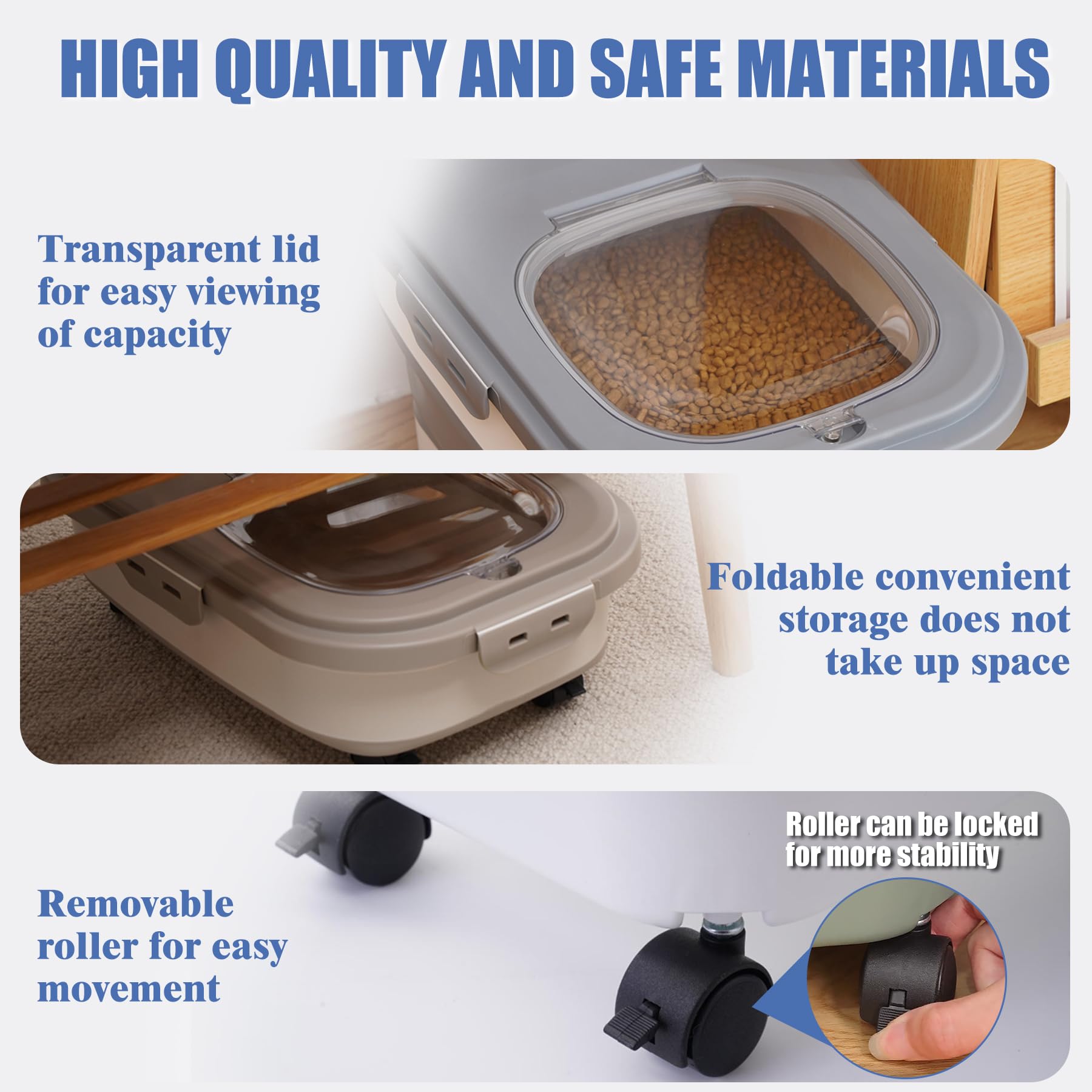Gropecan collapsible dog food container sealed lid showcases moisture protection for freshness.
