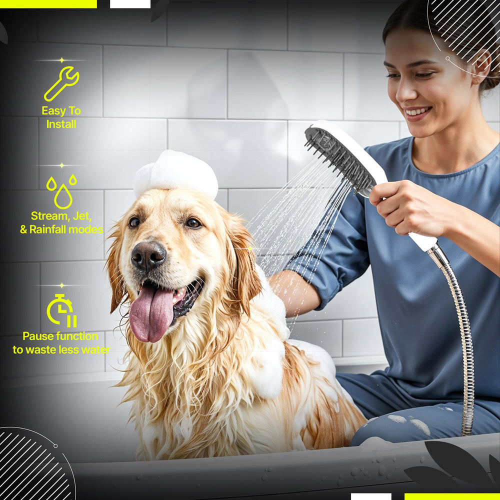 GRosno dog shower attachment adhesive holder demonstrates easy mounting.