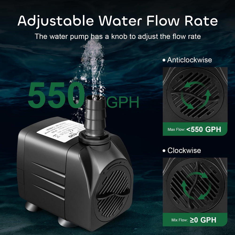GROWNEER 30W submersible pump powers pond or fountain displays efficiently.