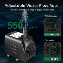 GROWNEER 30W submersible pump powers pond or fountain displays efficiently.
