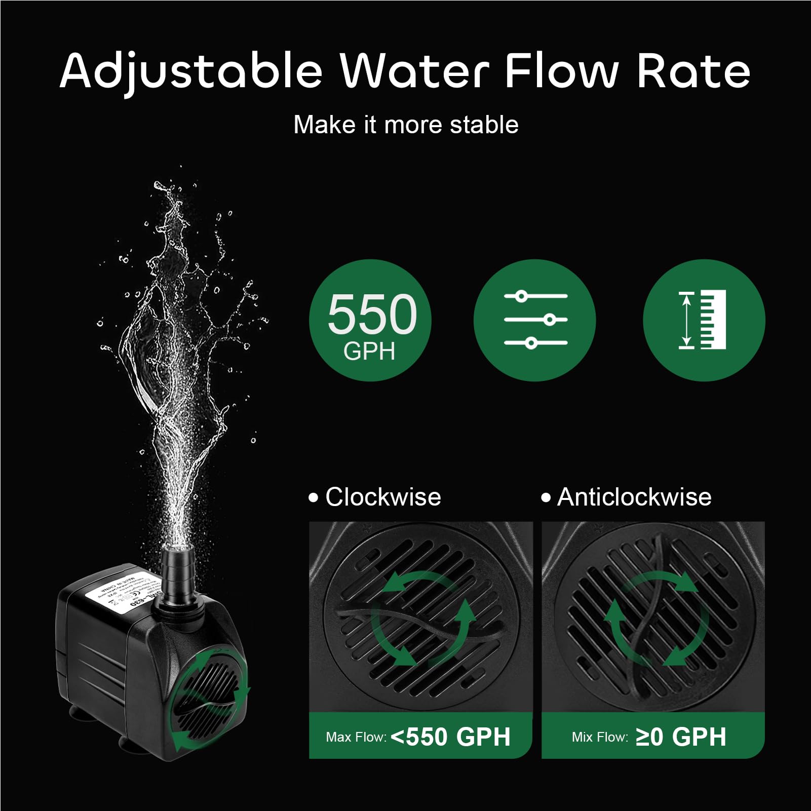 GROWNEER submersible pump installed in an aquarium for circulation