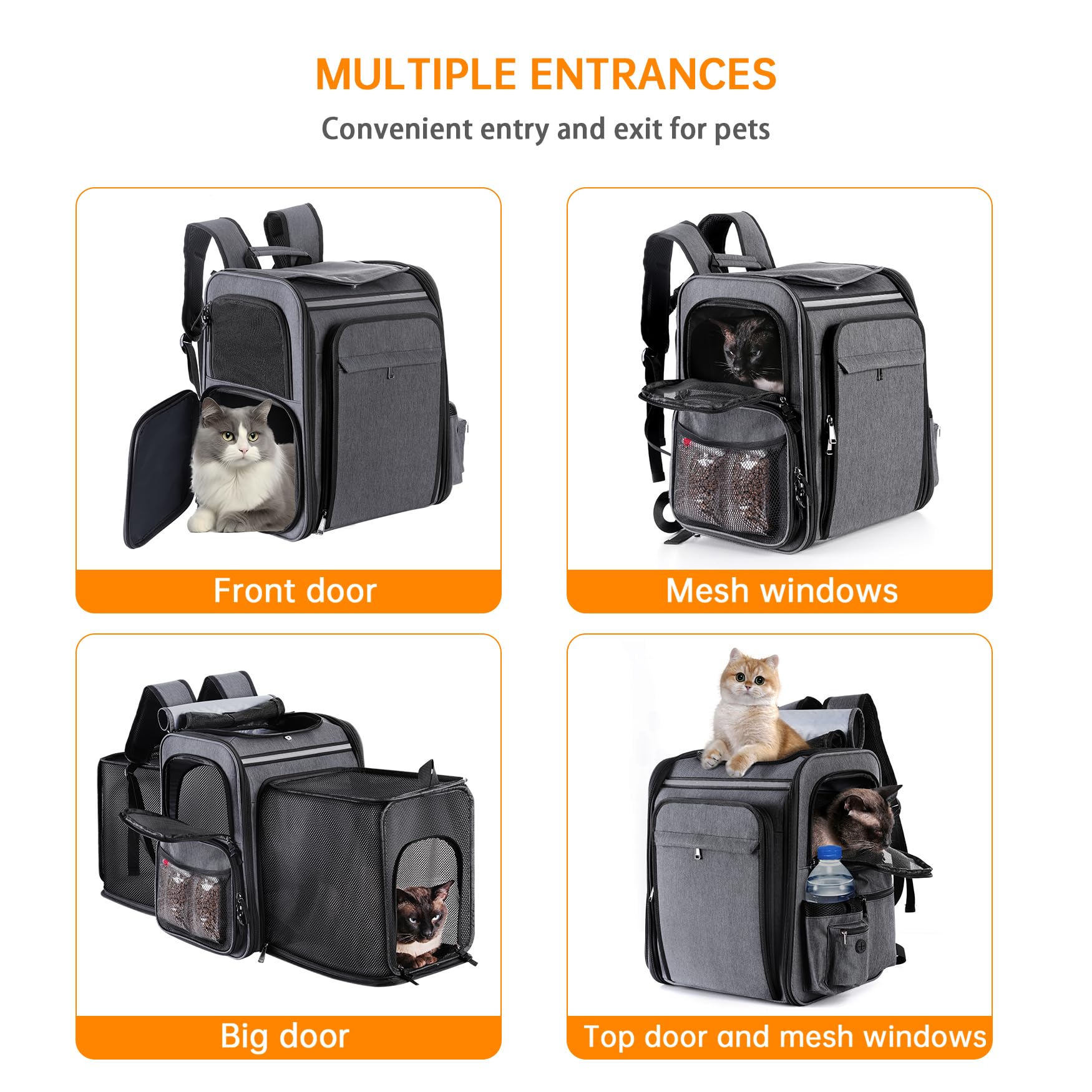 Groxkox GROXKOX cat backpack mesh ventilation—improved airflow for comfort.