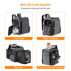 Groxkox GROXKOX cat backpack mesh ventilation—improved airflow for comfort.