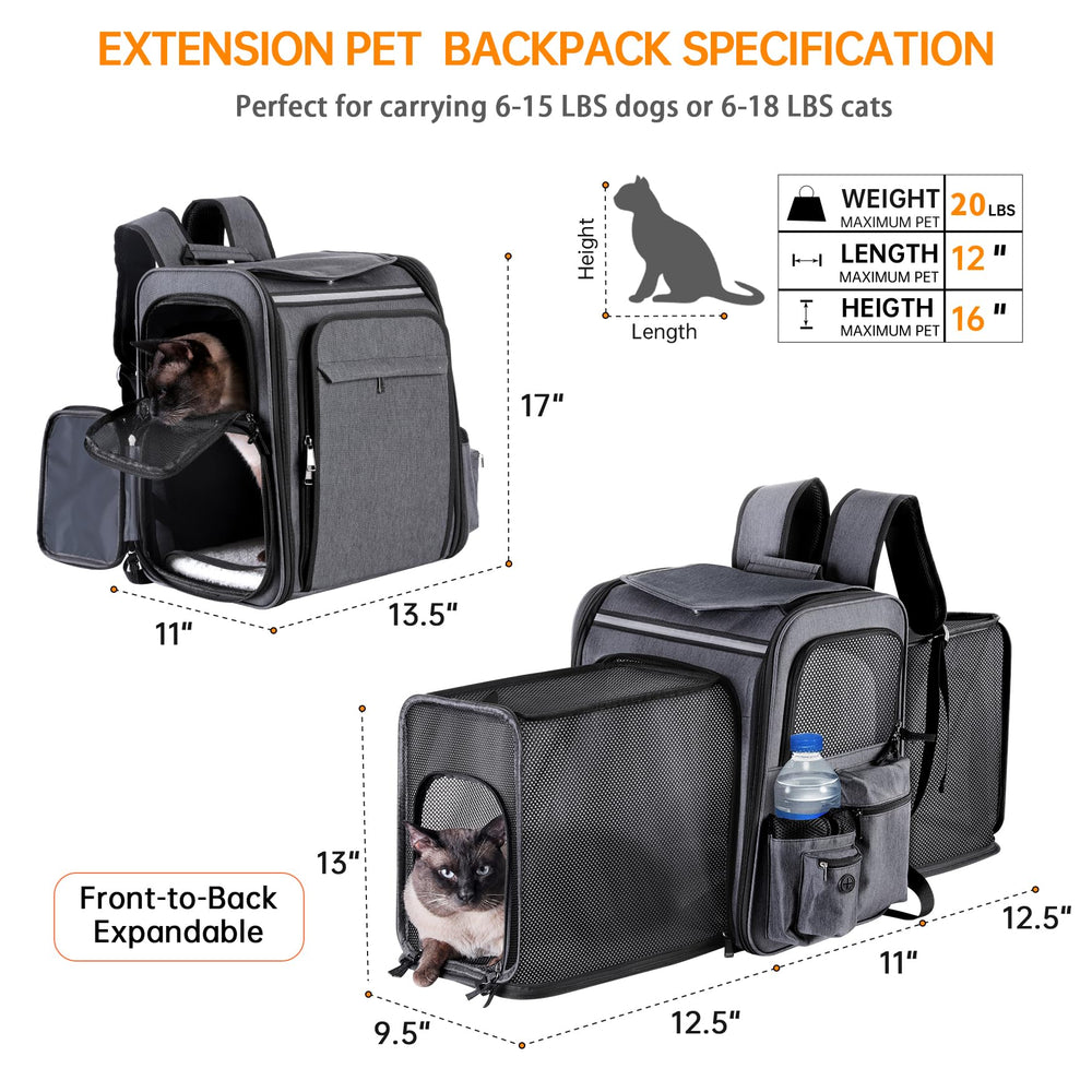 Groxkox GROXKOX cat backpack side expandable—extra space for larger pets.