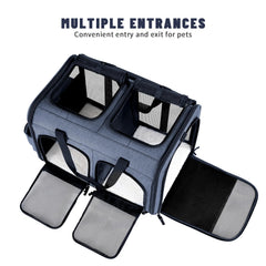 Groxkox cat carrier camelback design emphasizes comfortable, secure transport for two pets.