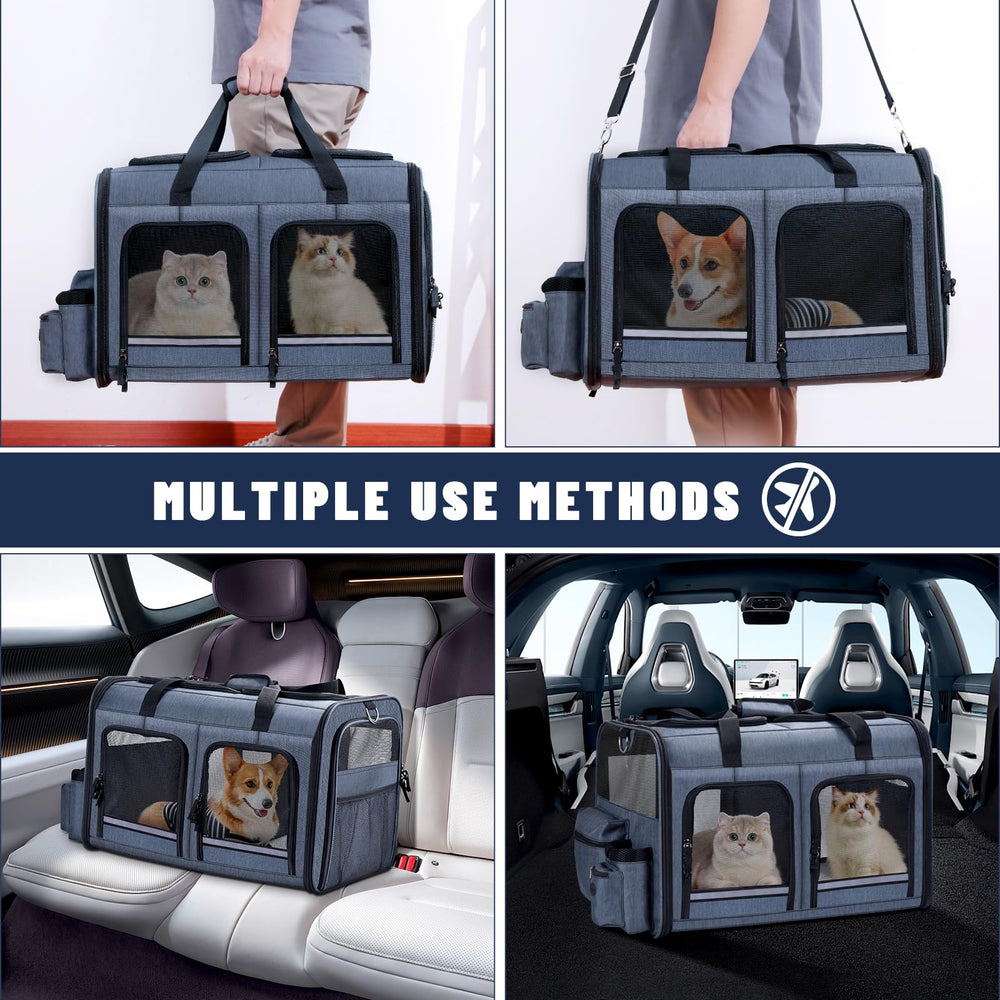 Groxkox cat carrier travel-use focuses on versatile outdoor adventures with two pets.