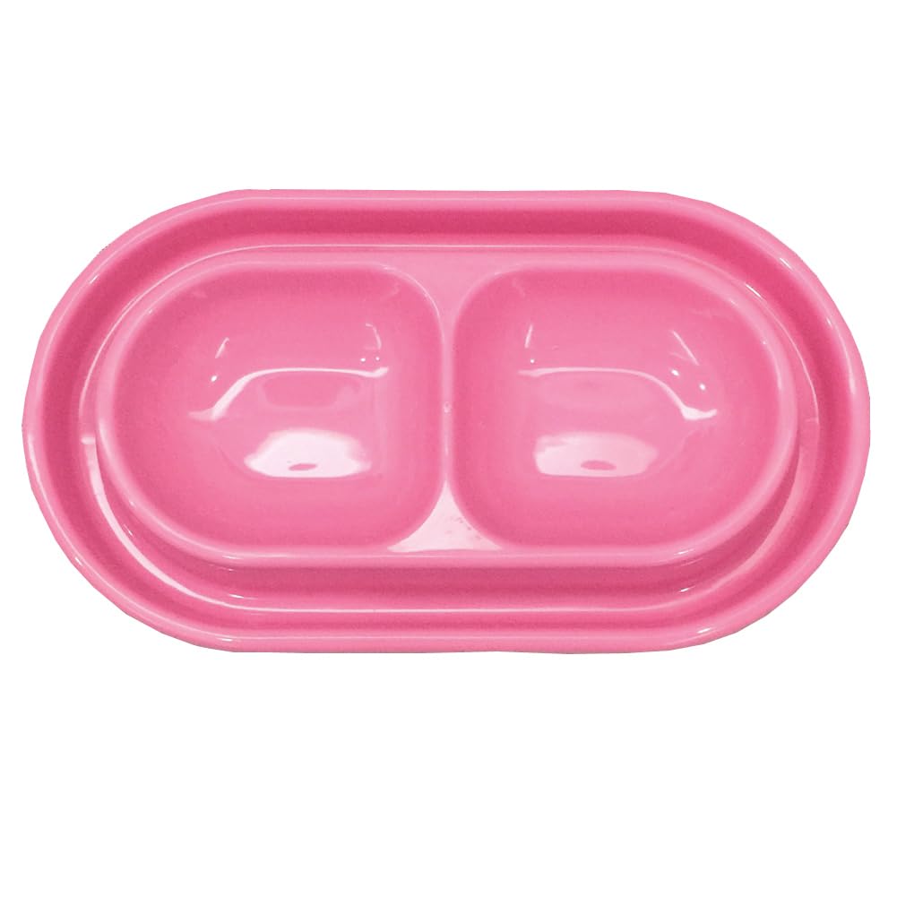 GRPET cat-kit-dish pink 2-in-1 feeding bowl for meals and water