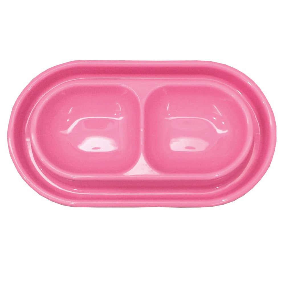 GRPET cat-kit-dish pink 2-in-1 feeding bowl for meals and water