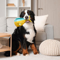 GRRREEN Mandi Mahi jumbo plush toy in action during interactive fetch
