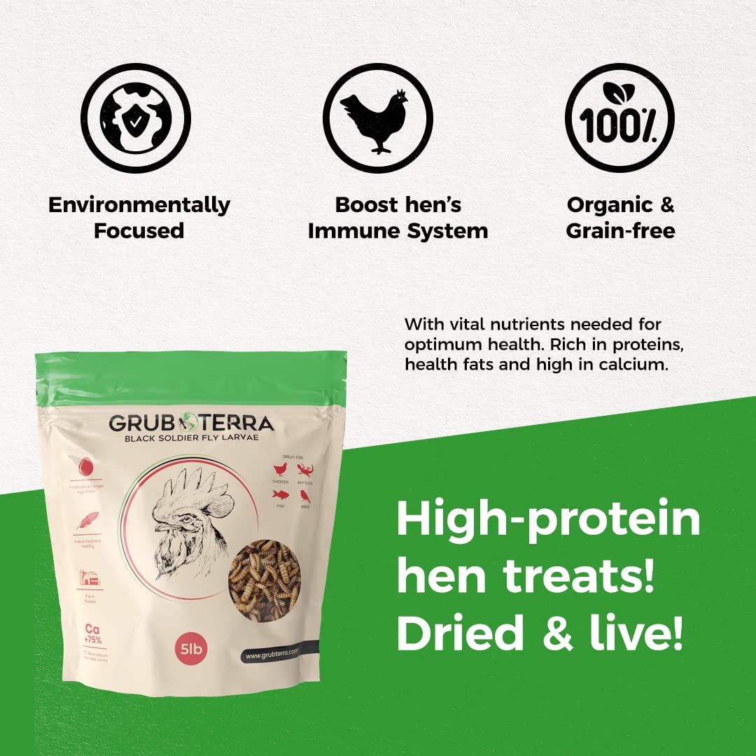 GrubTerra Golden Dried BSFL larvae sealed pouch conveys freshness and storage ease