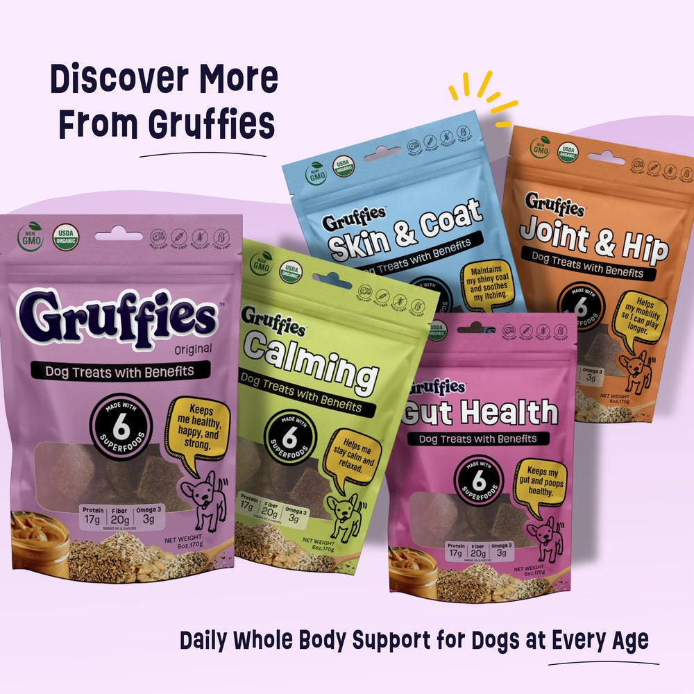 Gruffies healthy snack in a bowl scene showing balanced nourishment for active dogs.