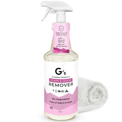G's Cleaning Biodegradable Stain & Odor Remover spray bottle with sprayer for easy stain removal and odor control.