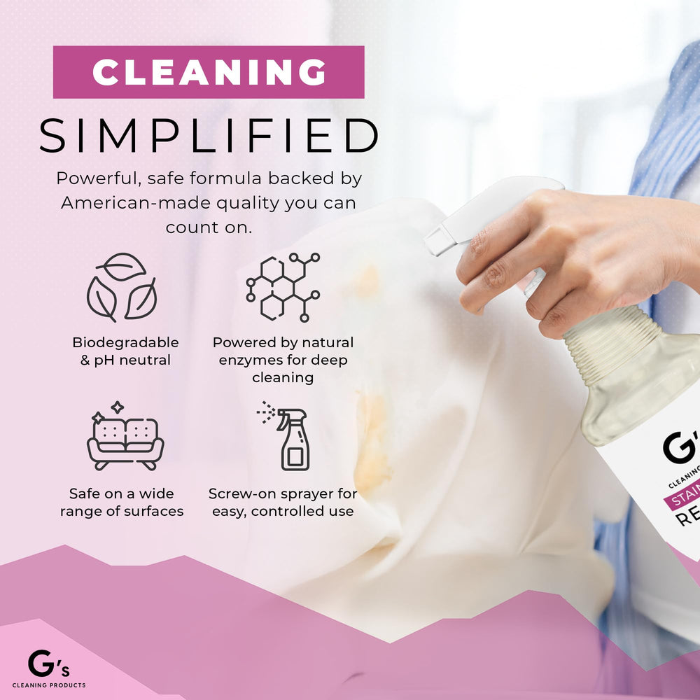 G's Cleaning upholstery cleaner used on sofas and chairs for refreshed fabric surfaces.