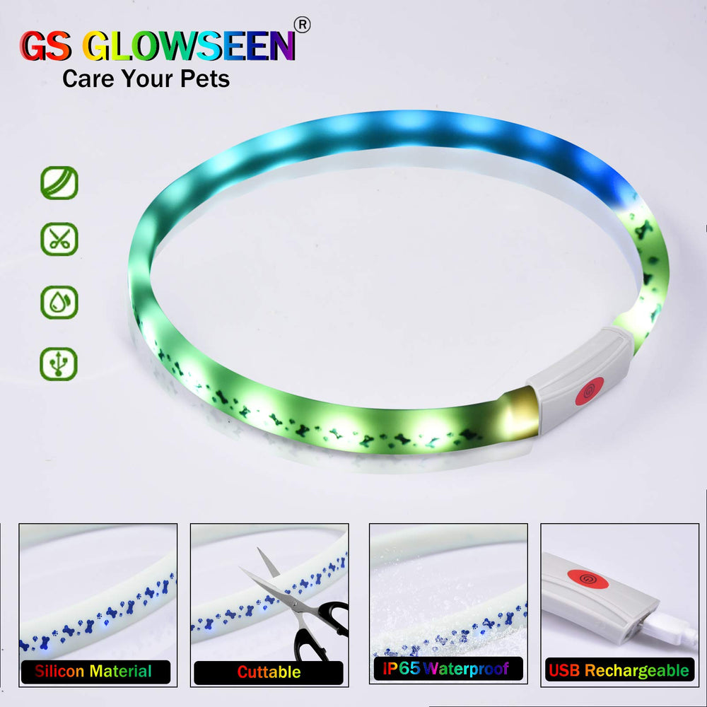 GS GLOWSEEN LED dog collar simple controls for lighting modes