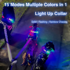 GS GLOWSEEN LED dog collar side-lit showing multiple colors for safer night walks.