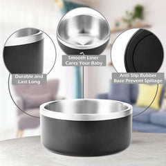 Gteller BPA-free stainless steel bowl interior is smooth for safe feeding.