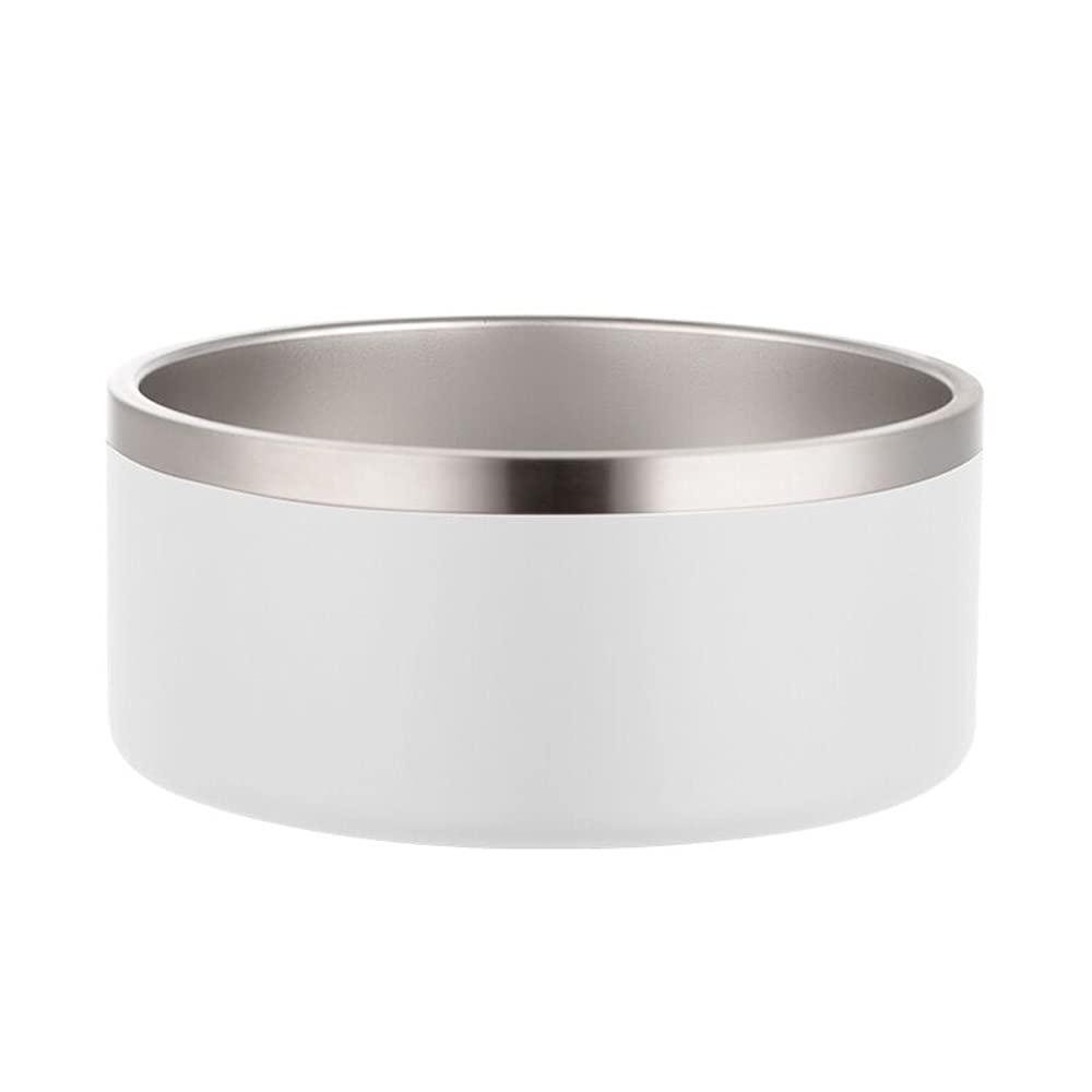 Gteller dog bowl 32oz white front view with non-slip base for quiet meals.