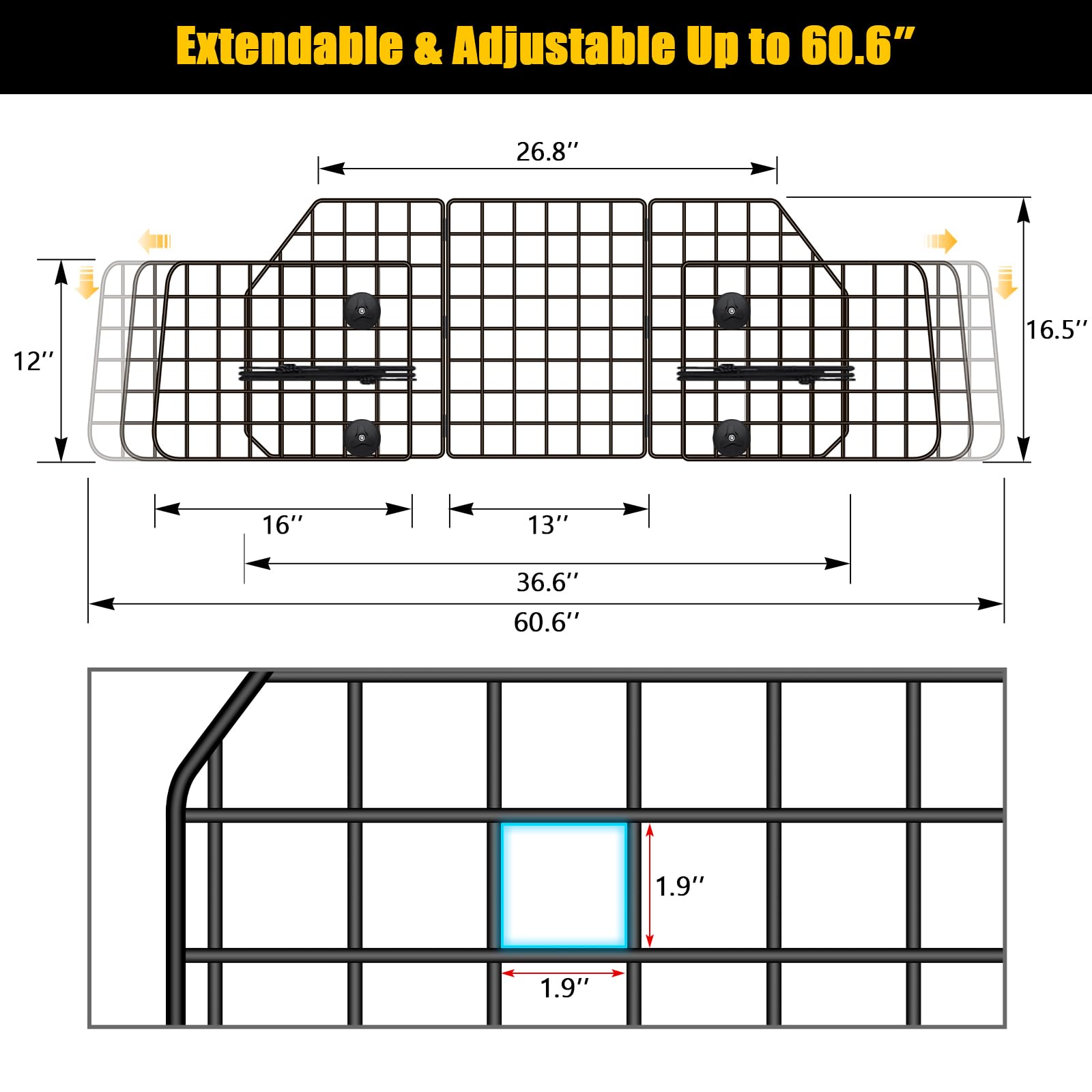 Gtongoko barrier positioned in cargo area keeps pets safely back during journeys.
