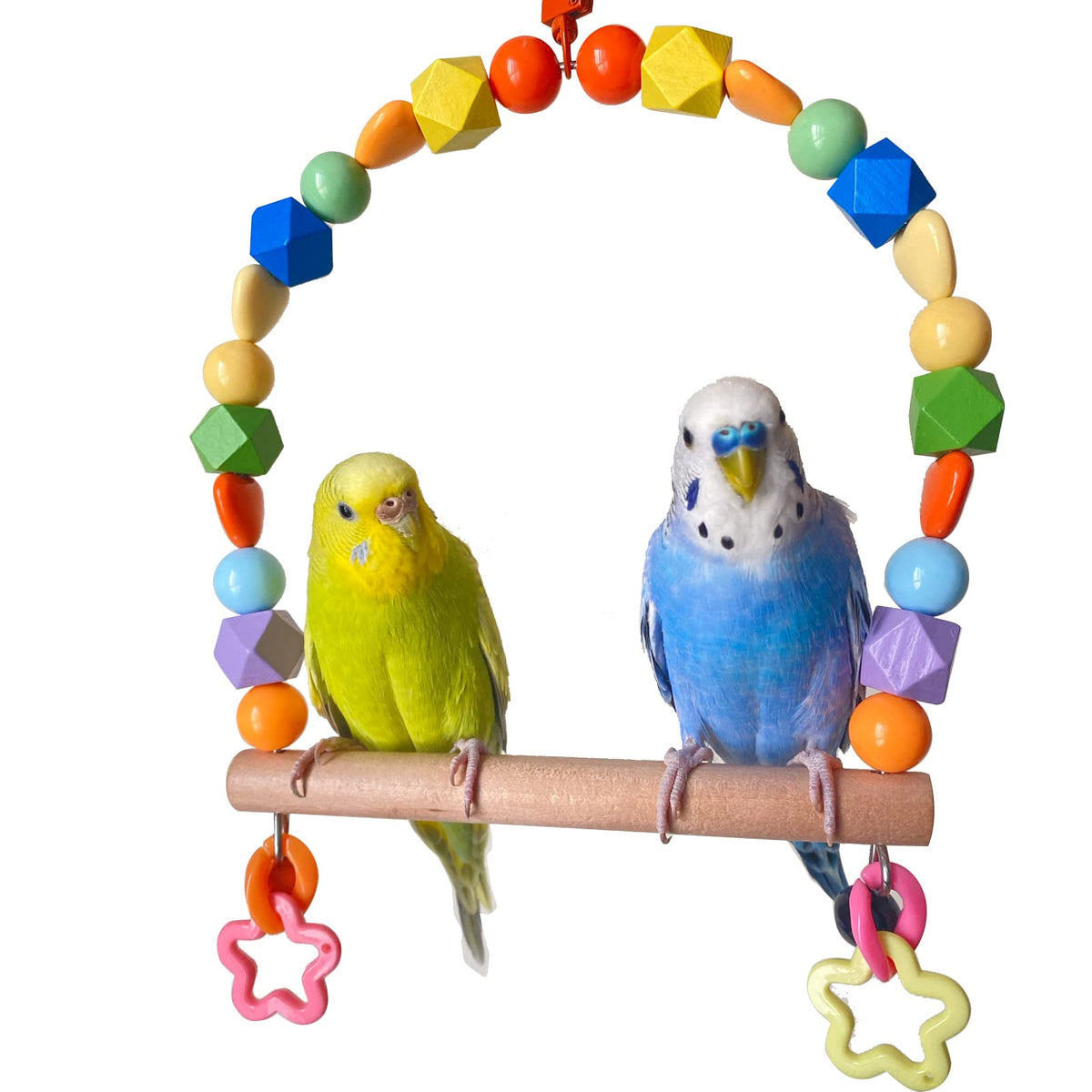 GUANLANT wooden bird swing beads closeup for parrot enrichment