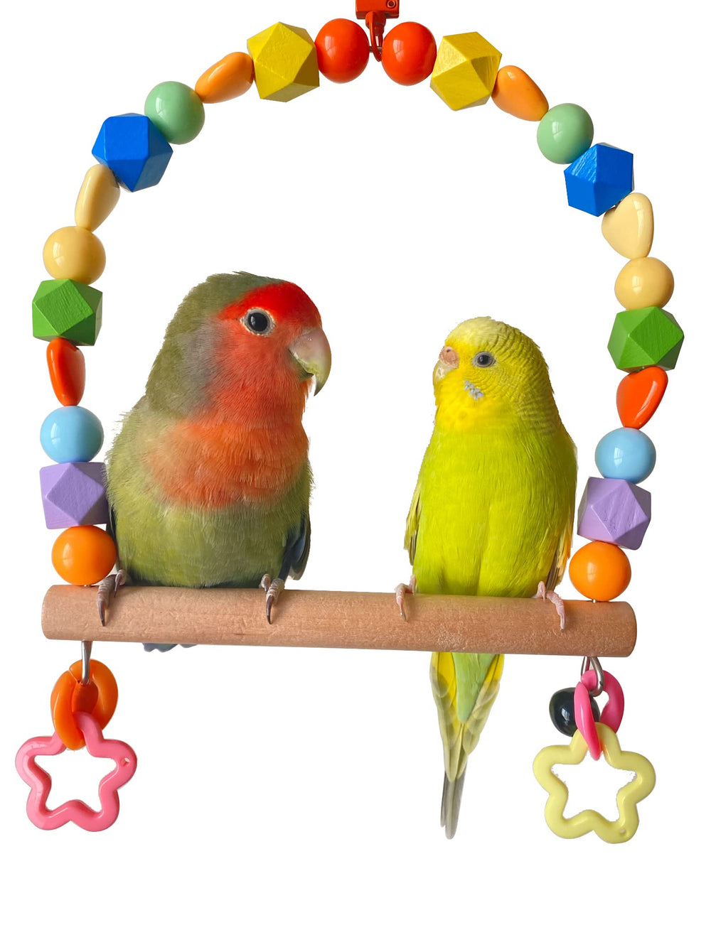 GUANLANT wooden bird swing colorful beads full view promotes balance