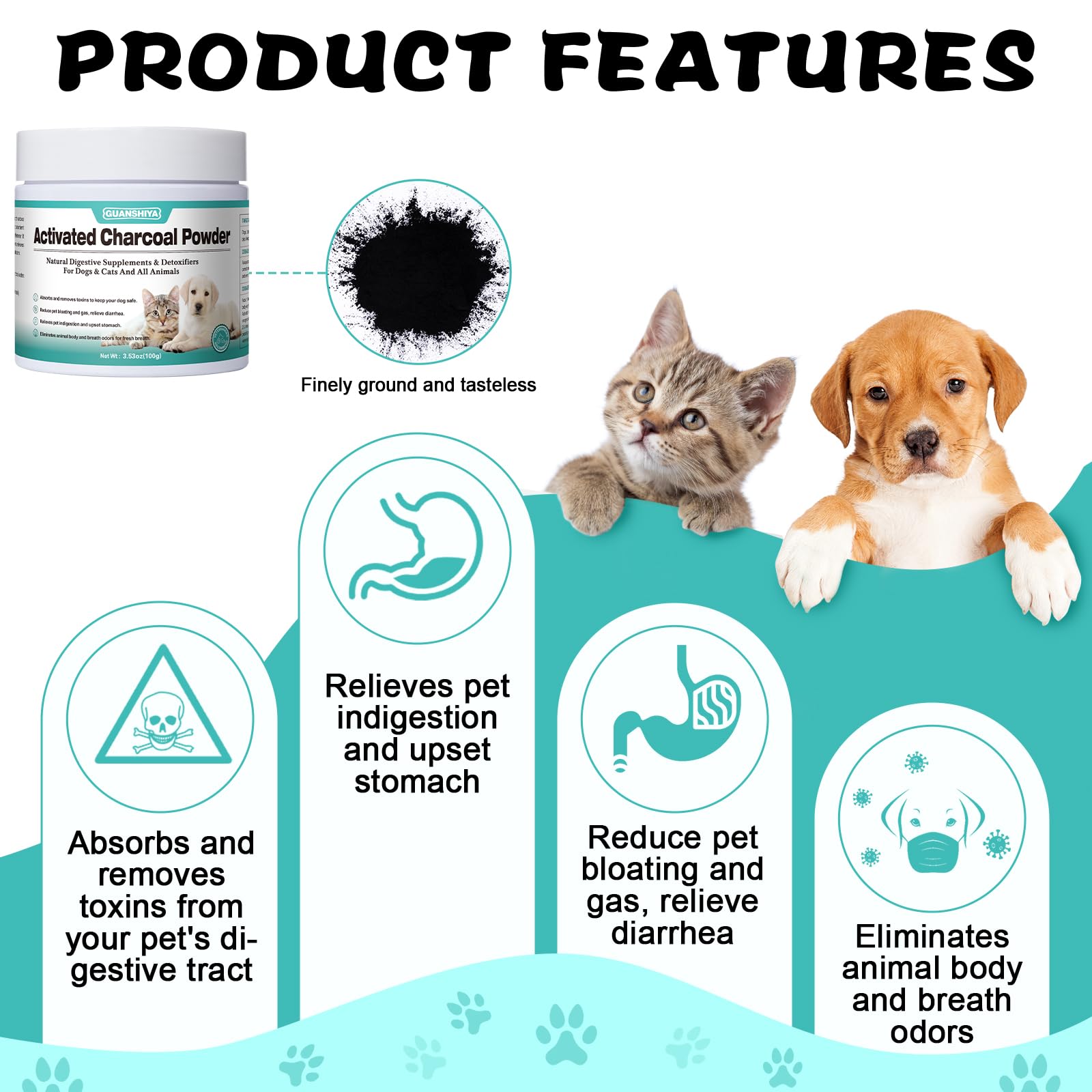 Guanshiya charcoal powder ready to mix with pet food