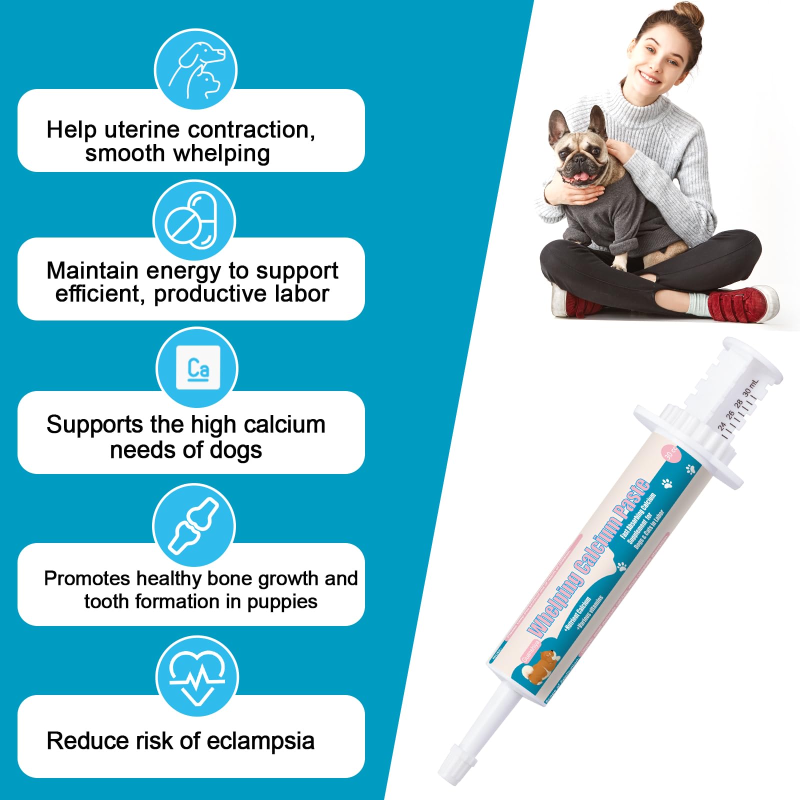 Guanshiya oral calcium dosing syringe for precise, gentle administration.