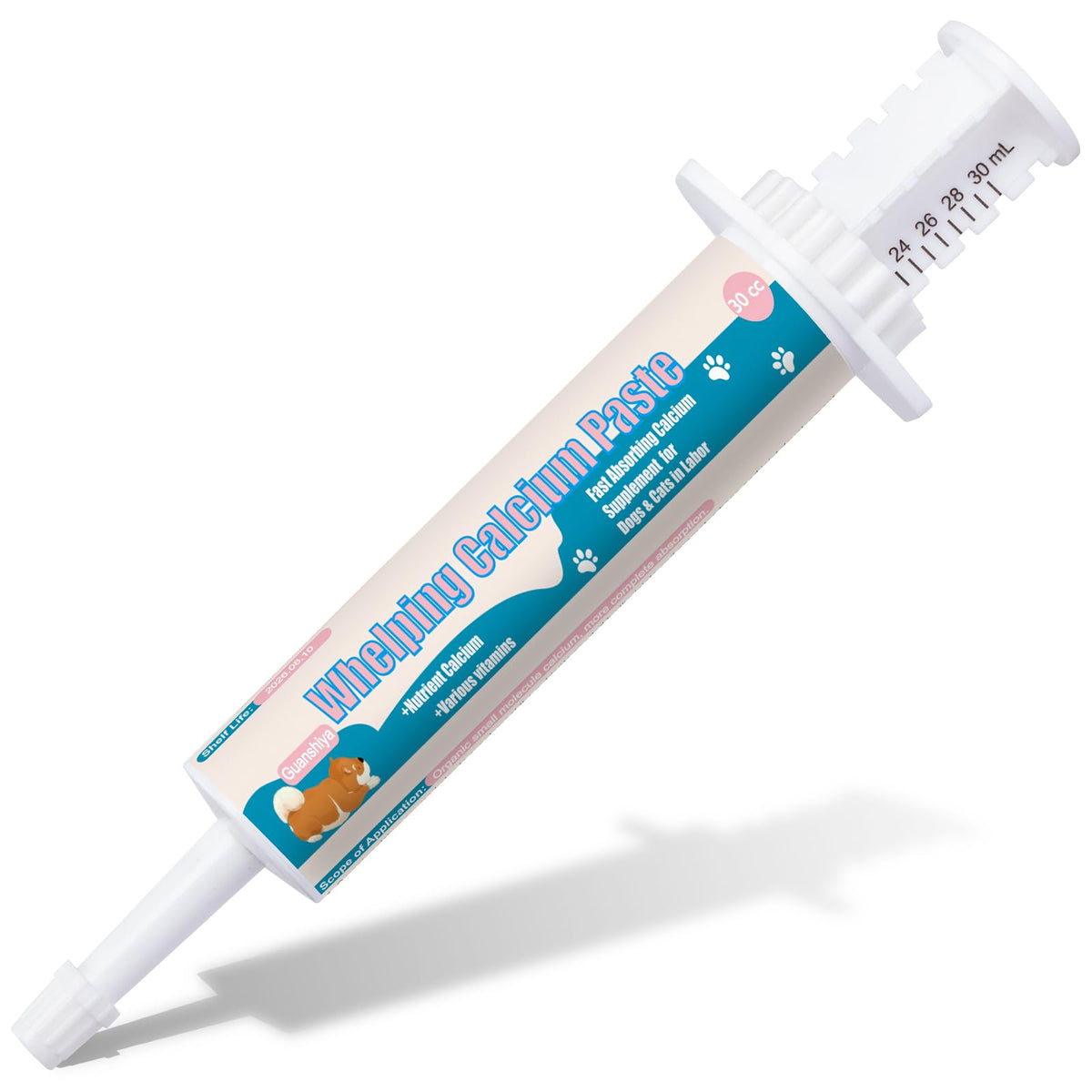 Guanshiya Oral Calcium paste dispense for easy feeding during whelping and nursing.