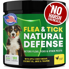 Guardian's Choice Flea Pills bottle showing chicken flavor for easy at-home flea care.
