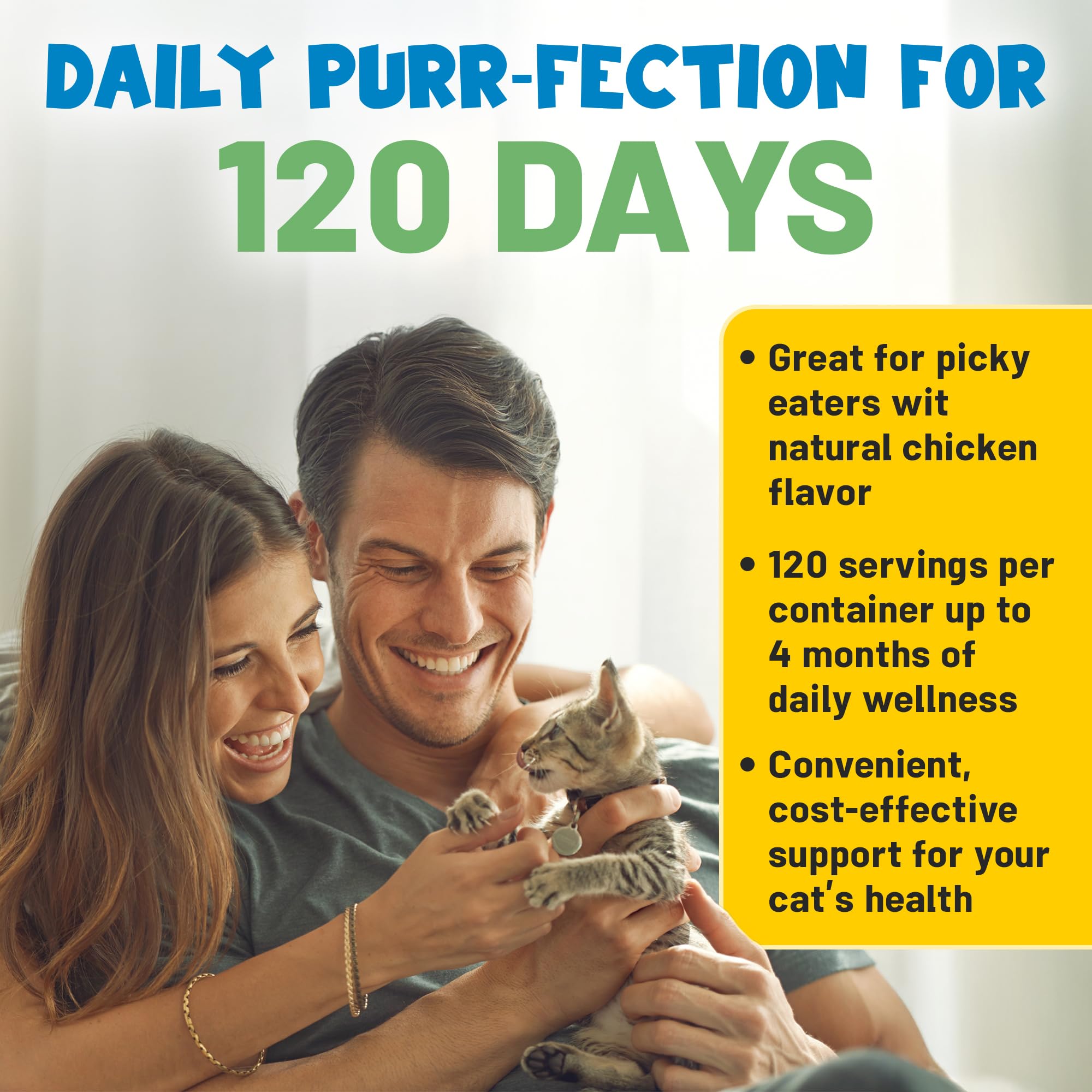 Guardian's Choice Purrbiotics bottle-label communicates shelf-stable probiotic benefits.