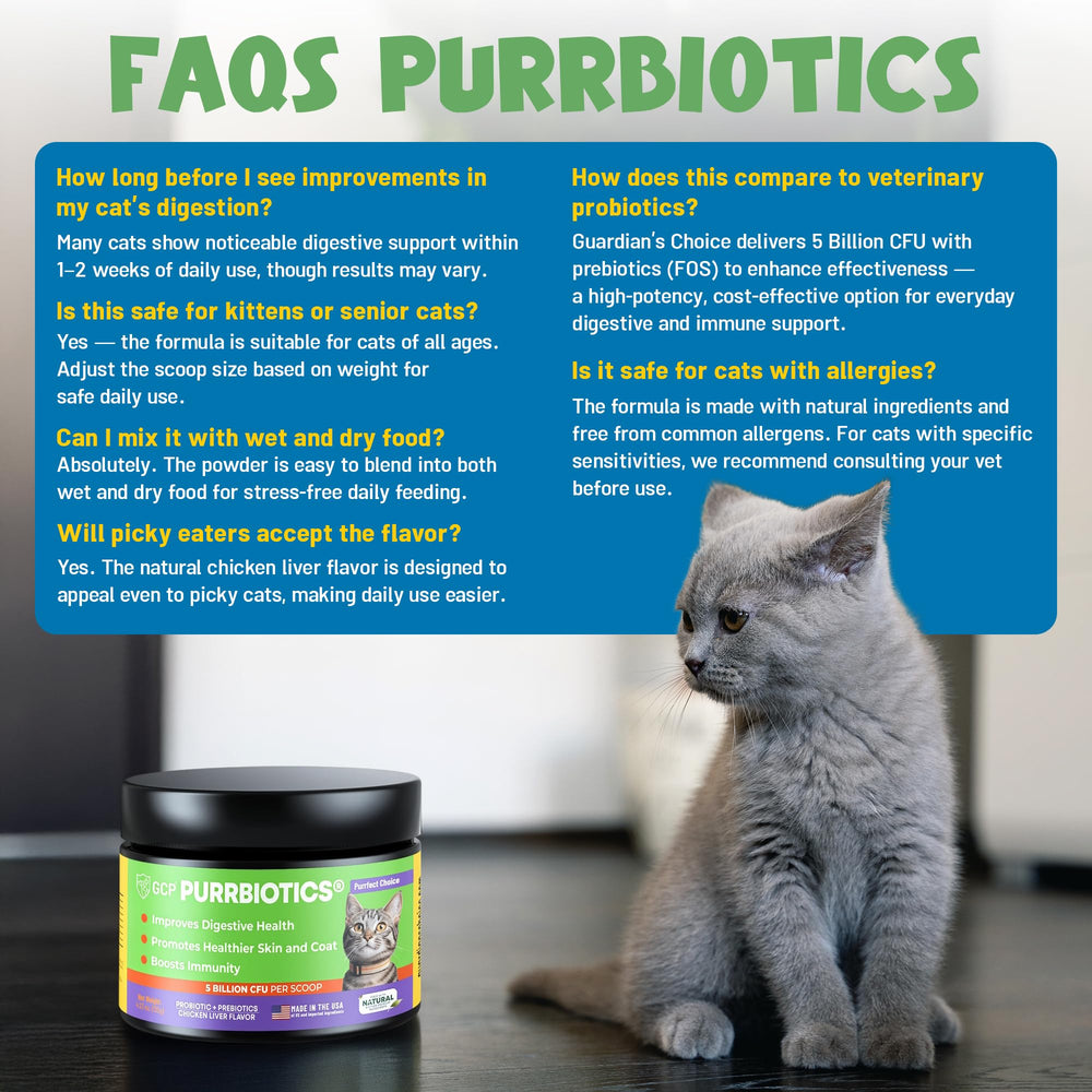 Guardian's Choice Purrbiotics shelf-storage reinforces ready-to-use ease.