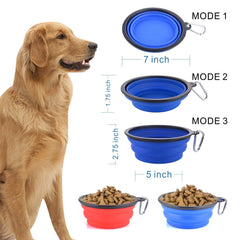 Guardians collapsible dog bowls folded compactly for backpack storage