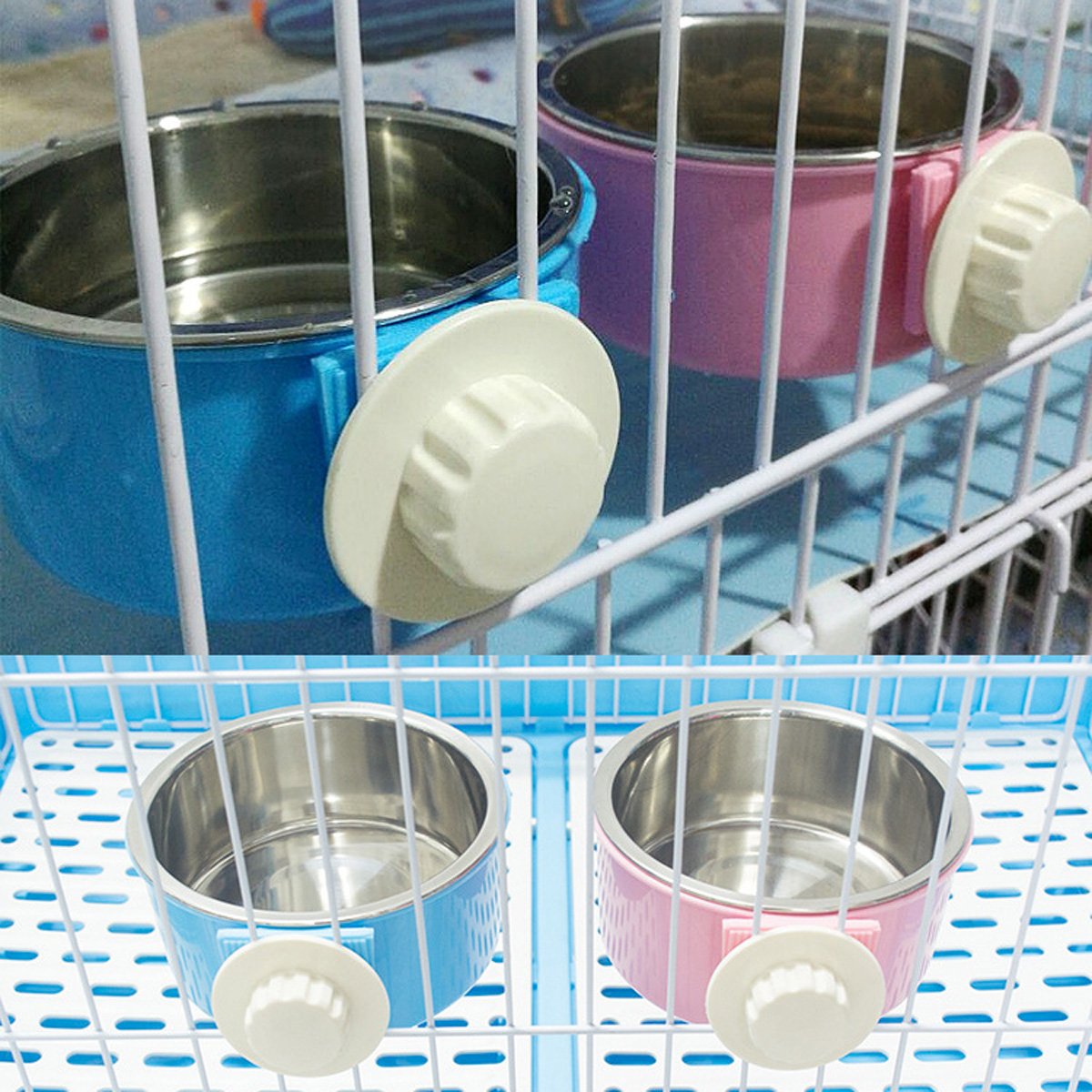 Guardians crate bowl with cross-lock attachment to secure to cages.