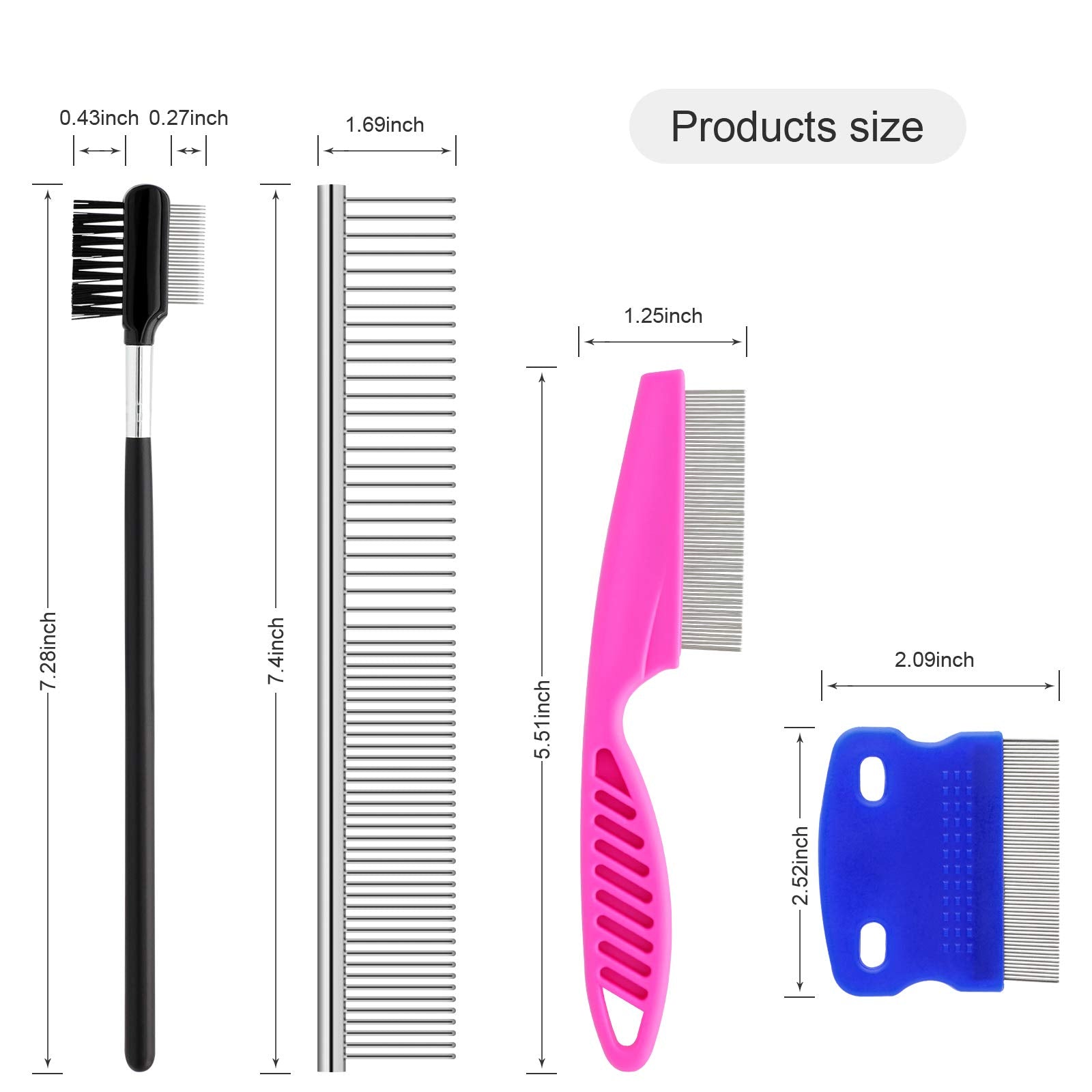 GUBCUB Pets Grooming Comb 2-in-1 design closeup supporting eye-area smoothing and knot removal.