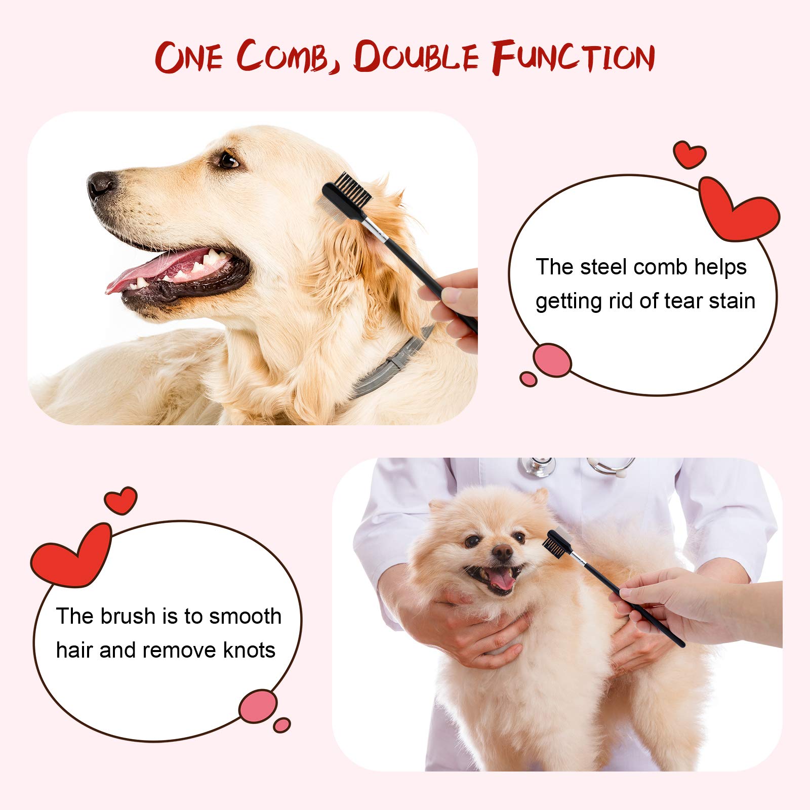 GUBCUB Pets Grooming Comb Round Teeth closeup shows gentle, skin-safe grooming.