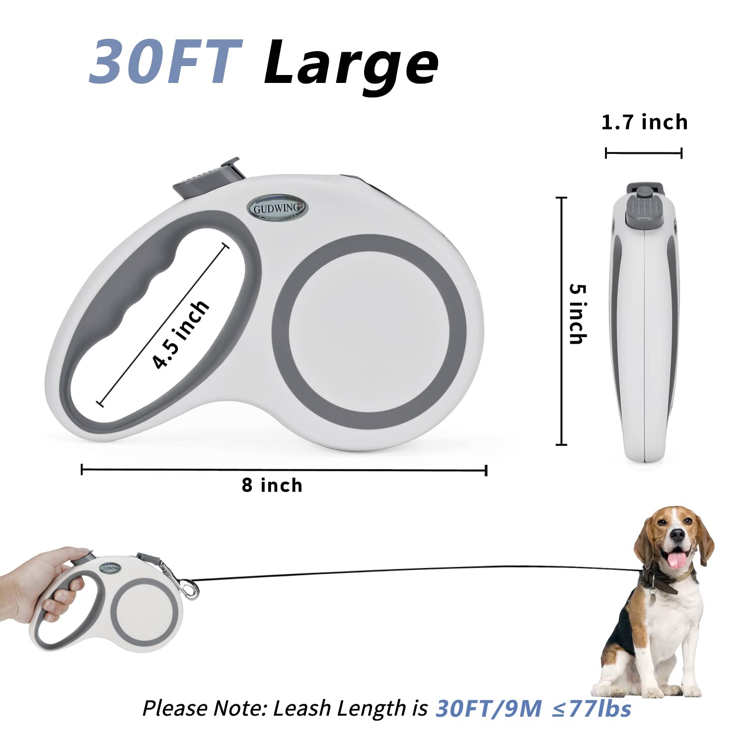 GUDWING dog walking leash up to 77 lbs for medium to large breeds