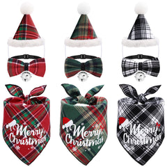 Guiqulai 9pcs Christmas dog bandana—festive plaid for holiday photos and celebrations.