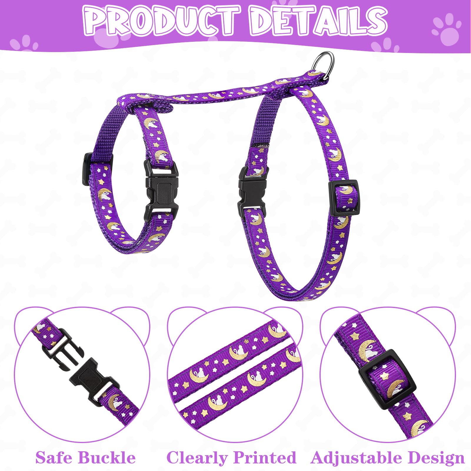 Guiqulai adjustable cat harness size chart for perfect fit