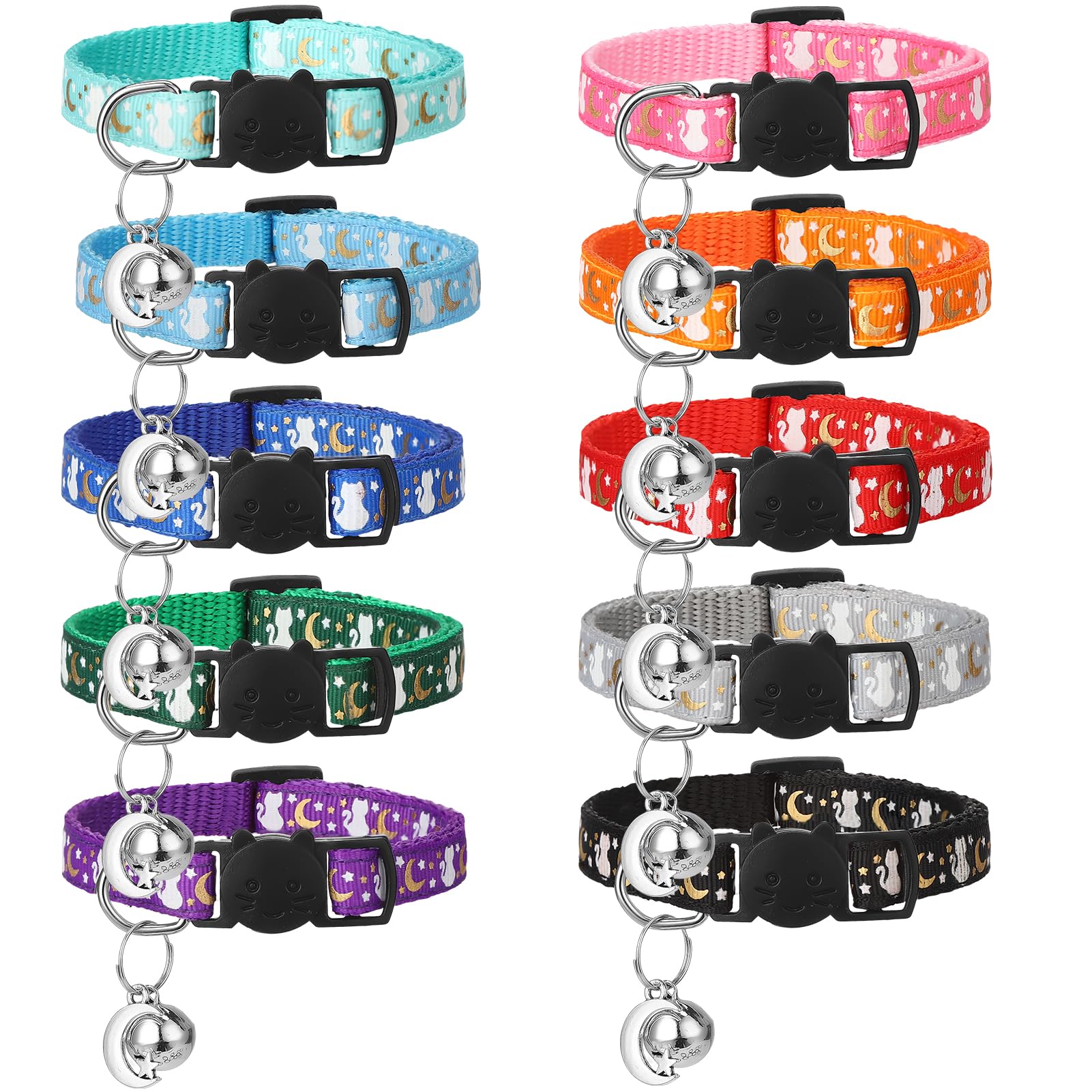 Guiqulai breakaway cat collar collection with quick-release safety design.